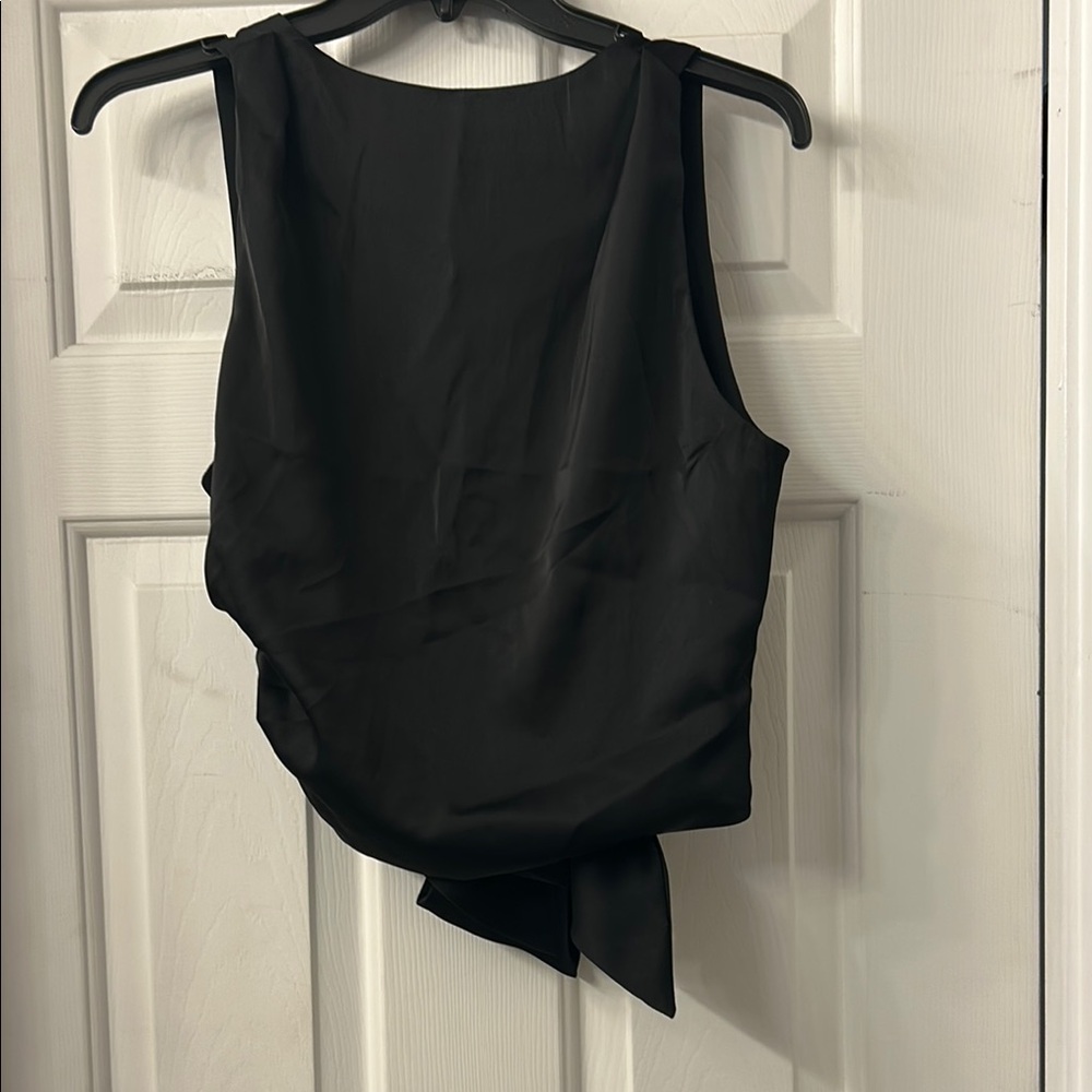 Elegant Black Sleeveless with open back and bow Top